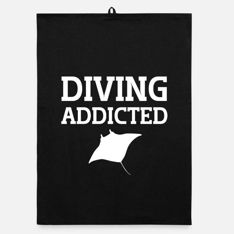 Diving Addicted manta ray Organic dish towel