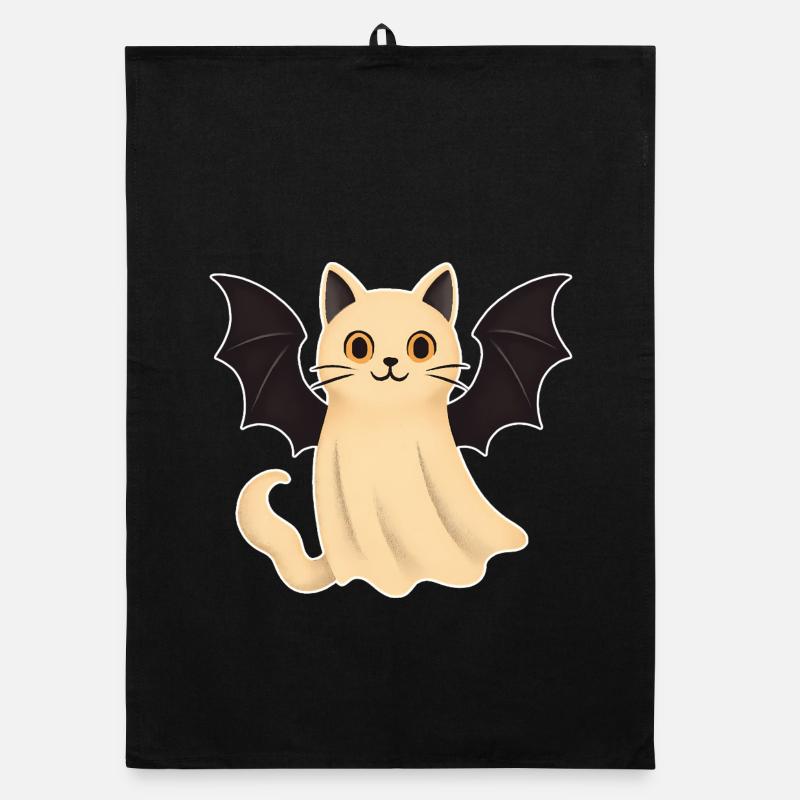 Cuddly cat with bat wings Organic dish towel