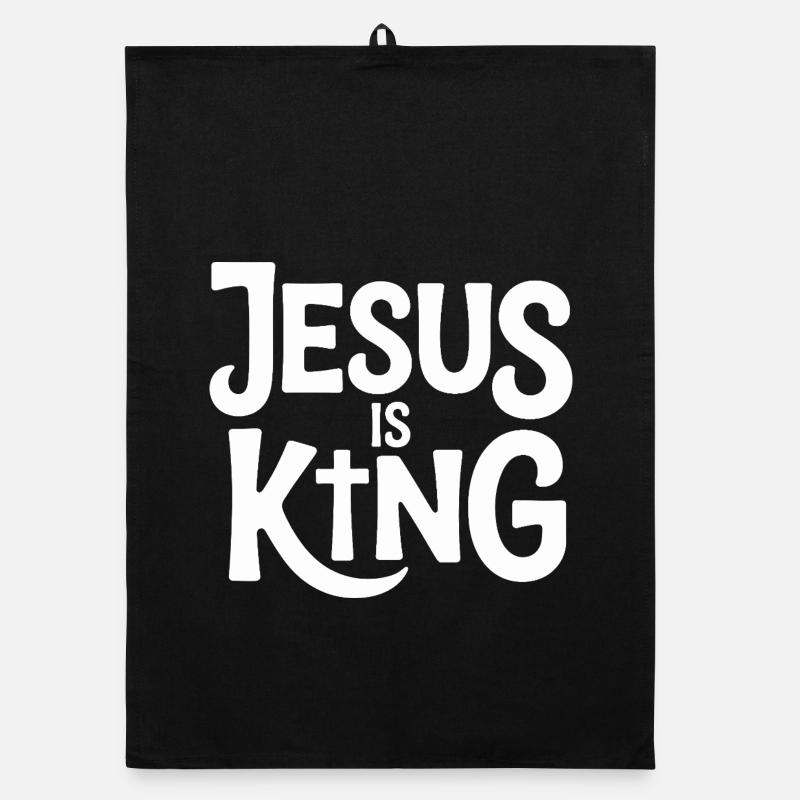 Jesus Is King Christlich Kreuz Glaube Organic Geschirrtuch