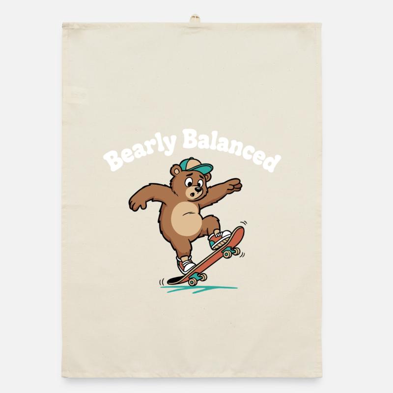 Bear on skateboard Organic dish towel