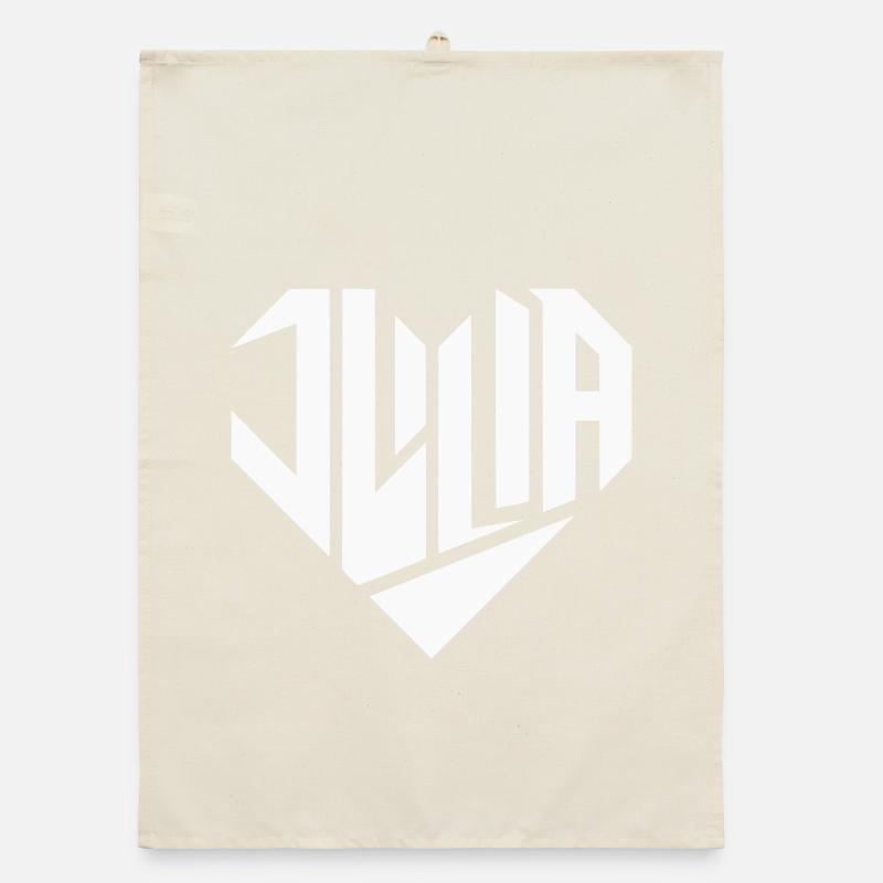 Julia Namendesign Herzdesign - Farbe variabel Organic Geschirrtuch