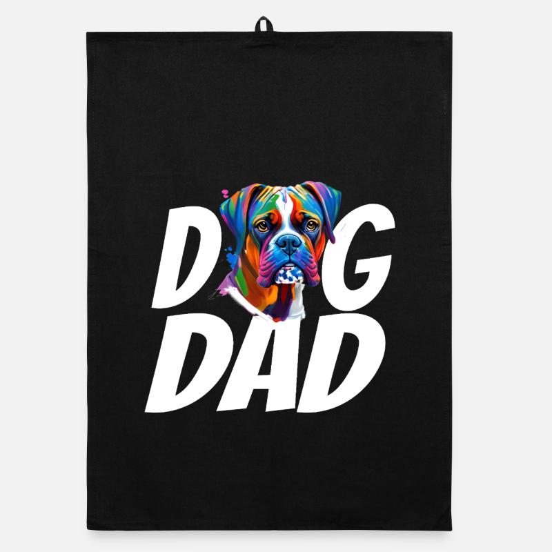 Boxer Hund Papa Buntes Aquarell Design Organic Geschirrtuch