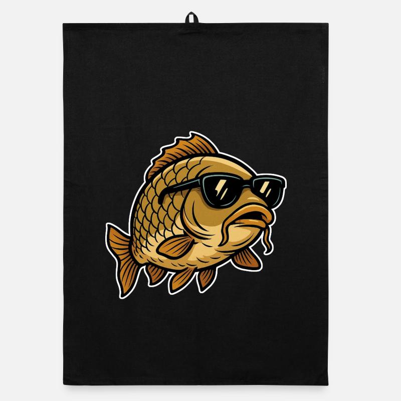 Carp with sunglasses Organic dish towel