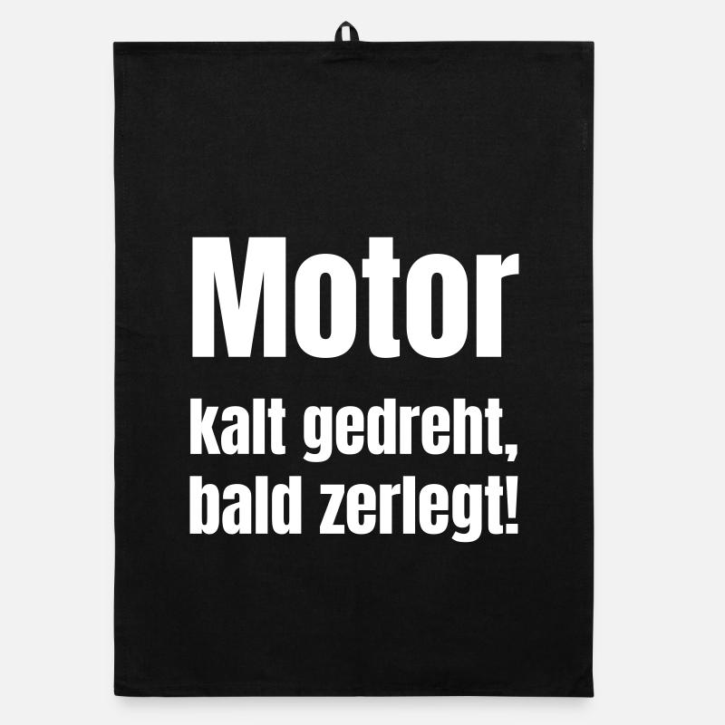 Kalter Motor Spruch - Organic Geschirrtuch - Schwarz