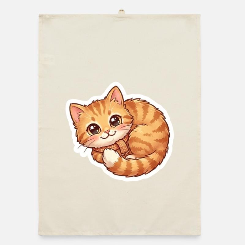 Écharpe douillette orange pour chat Torchon bio