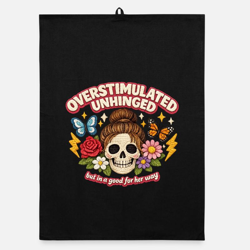 Parcelle de crâne surstimulé avec fleurs Torchon bio