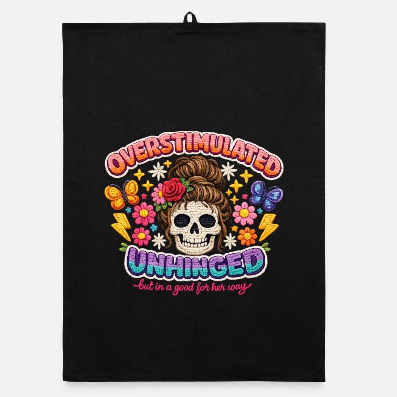 Overstimulated Unhinged Skull Flora Organic Geschirrtuch
