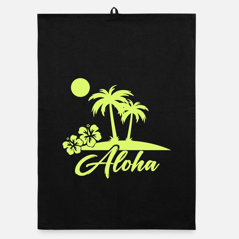 Aloha Palm Trees Island Silhouette Organic dish towel