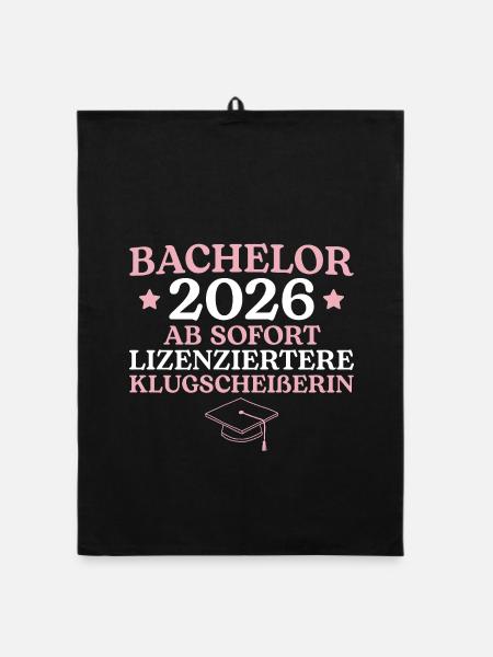 Bachelorprüfung 2026 Studentin Studium Abschluss - Organic Geschirrtuch - Schwarz - Vorne