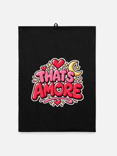 Das ist Amore Herz & Mond Themen-T-Shirt - Organic Geschirrtuch - Schwarz - Vorne