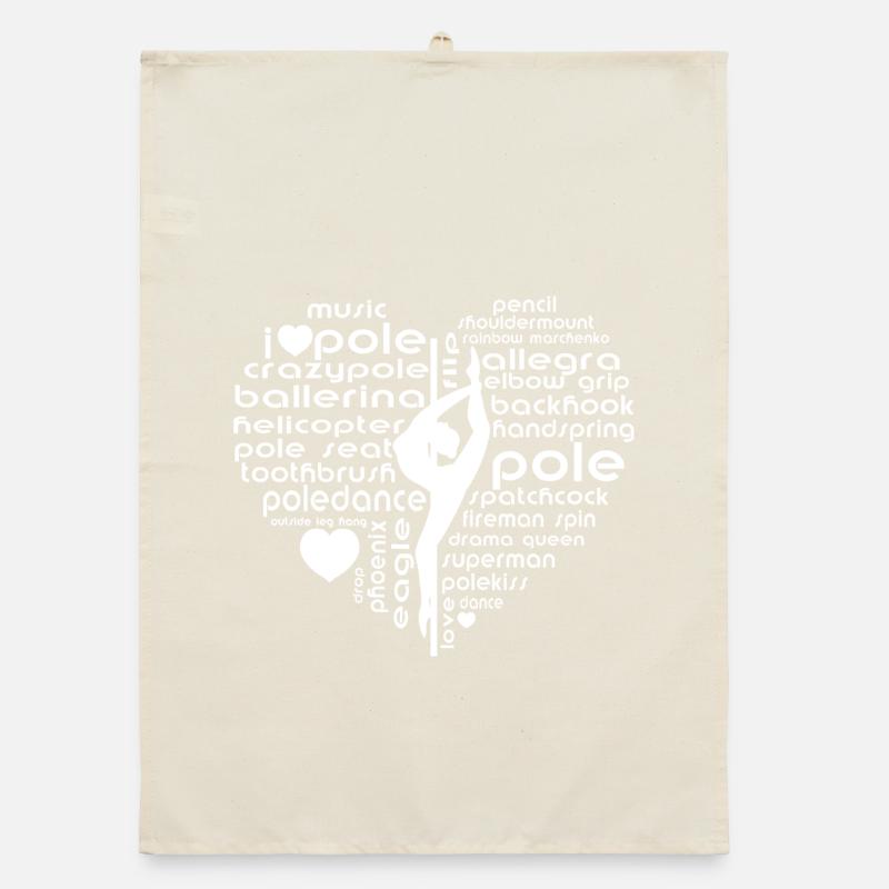 Pole Dance Herz Silhouette Wortdesign Organic Geschirrtuch