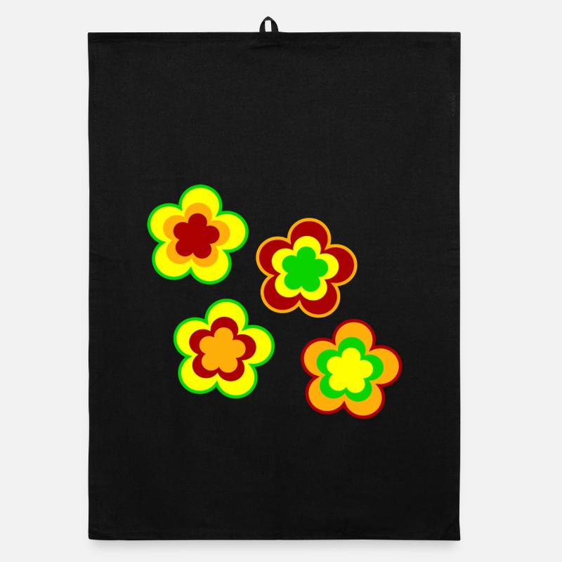 70s Flower Pattern Organic dish towel