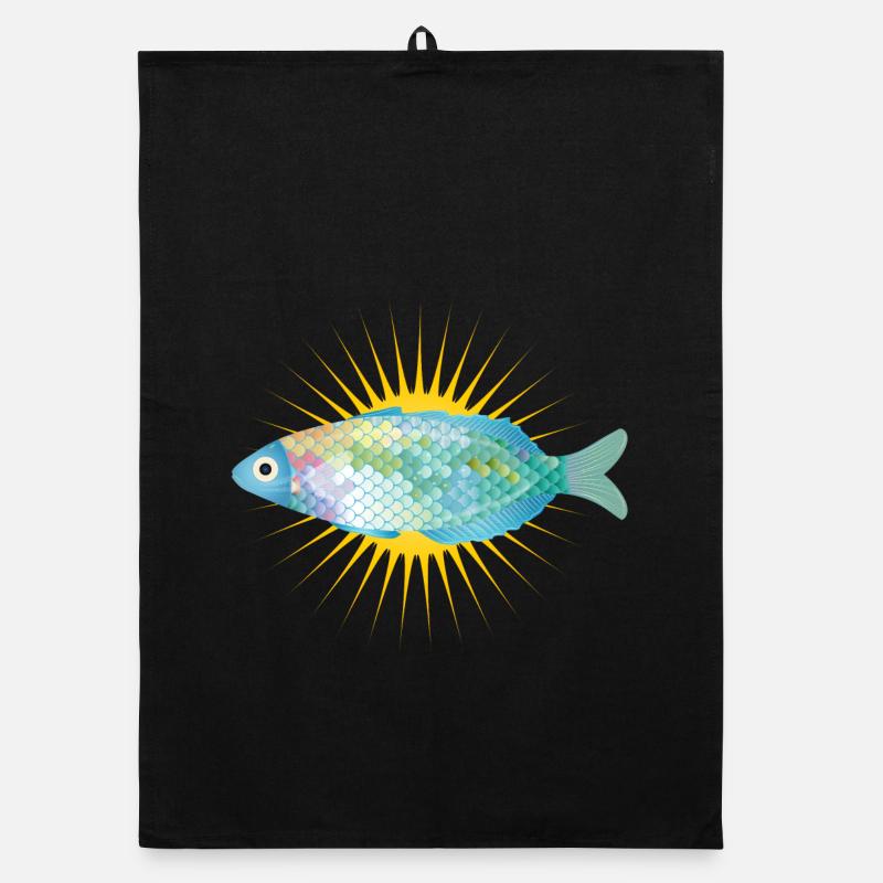 poisson brillant dans des couleurs pastel délicates Torchon bio
