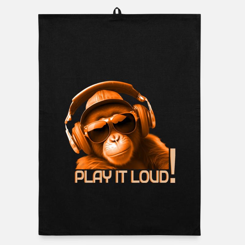 Play It Loud Monkey DJ Organic dish towel