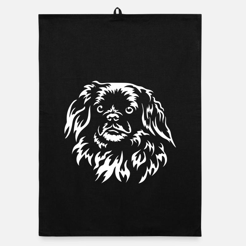 Tibet Spaniel Kopf "BlackEdition" - Organic Geschirrtuch - Schwarz