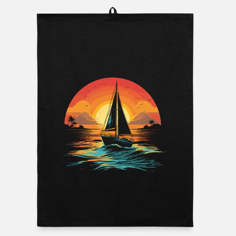 Sailing Illustration Organic dish towel