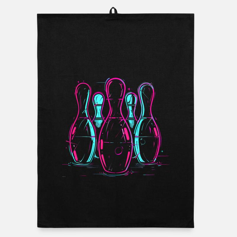 Retro Bowling Synthwave Organic Geschirrtuch