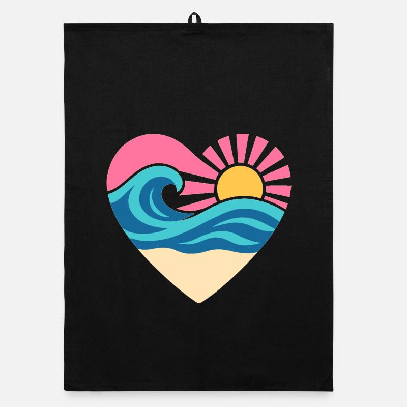 Summer Heart – Wave & Sunset Organic Geschirrtuch