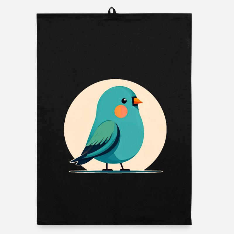 Kleiner grün-blauer Vogel - Organic Geschirrtuch - Schwarz