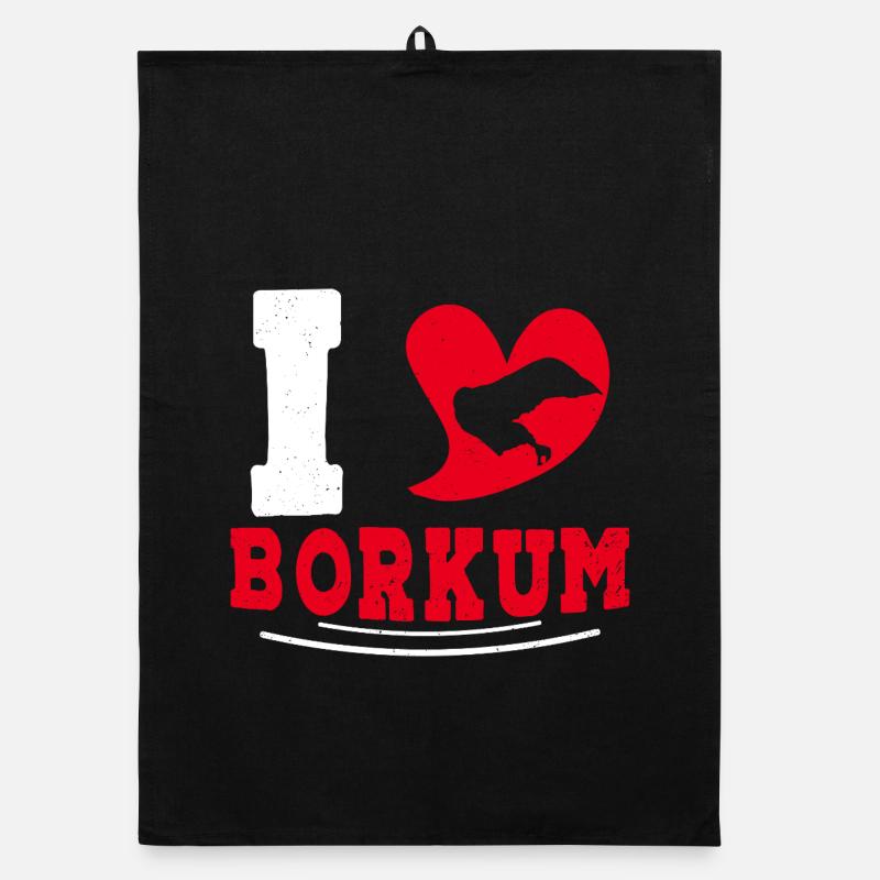 Borkum Island I LOVE BORKUM Funny Organic dish towel