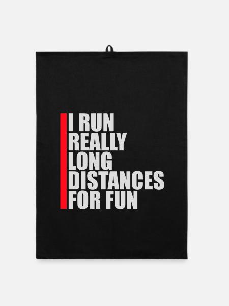 Je cours de très longues distances pour un marathon amusant - Torchon bio - noir - Devant