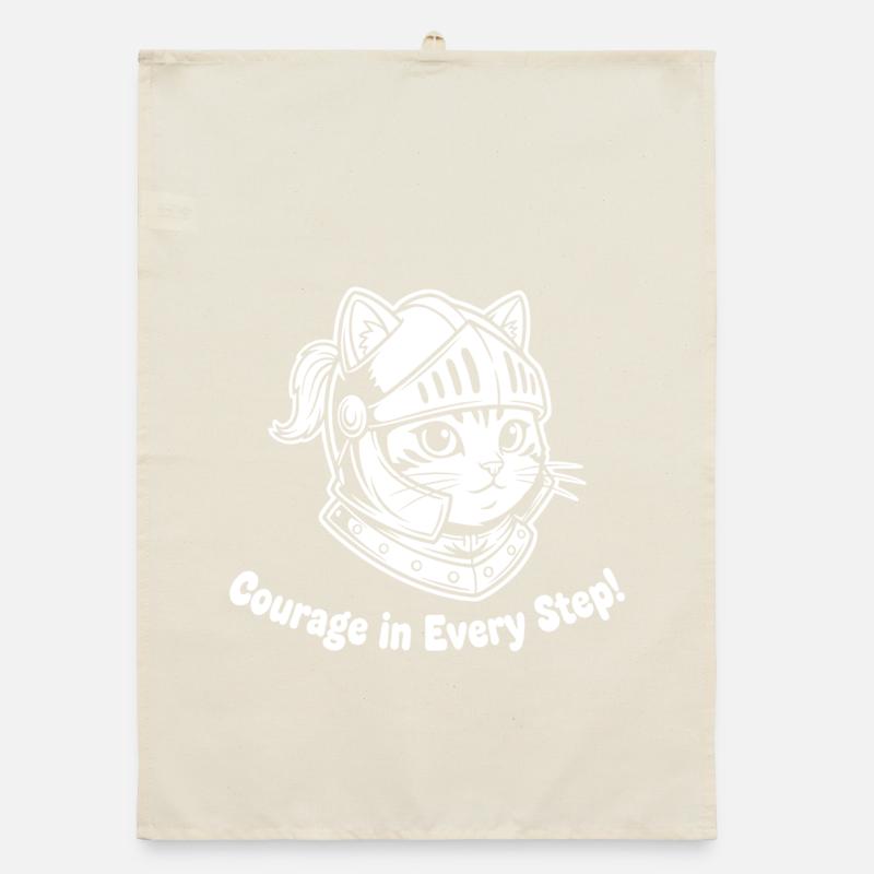 Cat Knight Courage in Every Step Organic dish towel