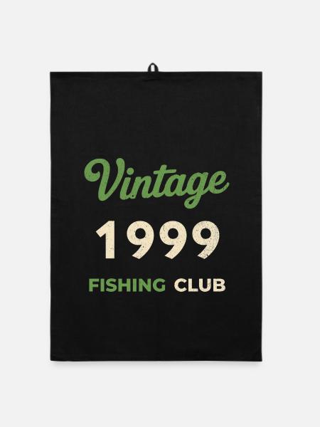 Vintage 1999 – Fishing Club Retro Birth Year - Organic dish towel - black - Front