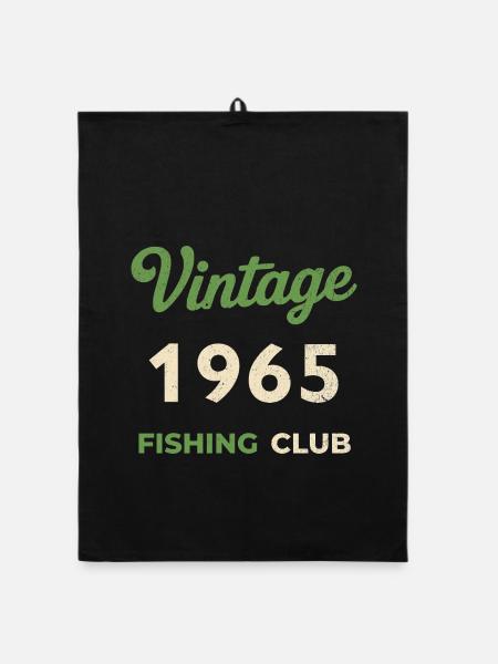 Millésime 1965 – Année de naissance rétro du club de pêche - Torchon bio - noir - Devant