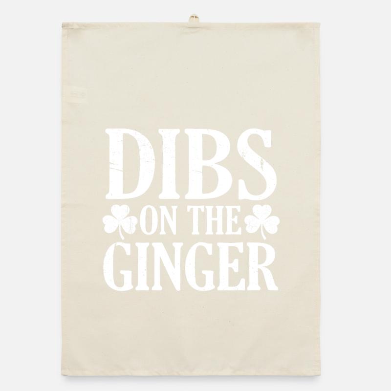 Dibs On The Ginger Funny St Patricks Day Shamrock Organic dish towel