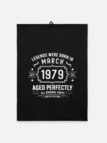 Legendär seit 47. März 1979 Geburtstag März 1979 - Organic Geschirrtuch - Schwarz - Vorne