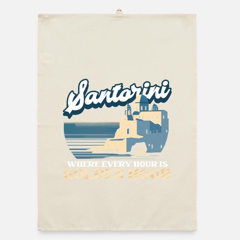 Santorin où chaque heure est l’heure dorée Torchon bio