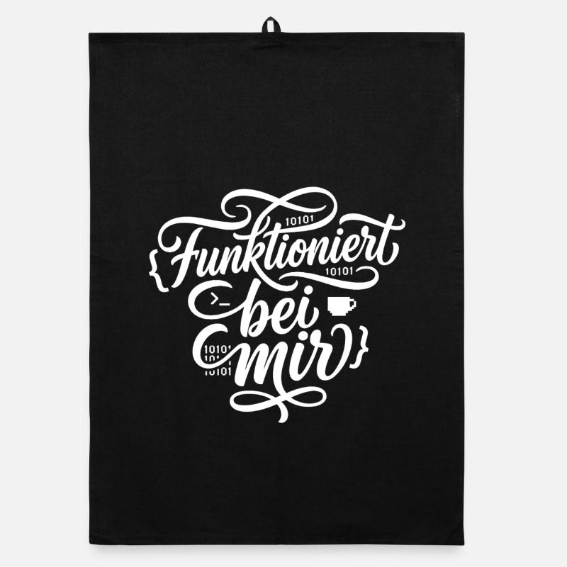 Funktioniert bei mir Programmierer Spruch Organic Geschirrtuch