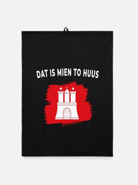 Dat is mien to Huus – Hamburg - Organic Geschirrtuch - Schwarz - Vorne