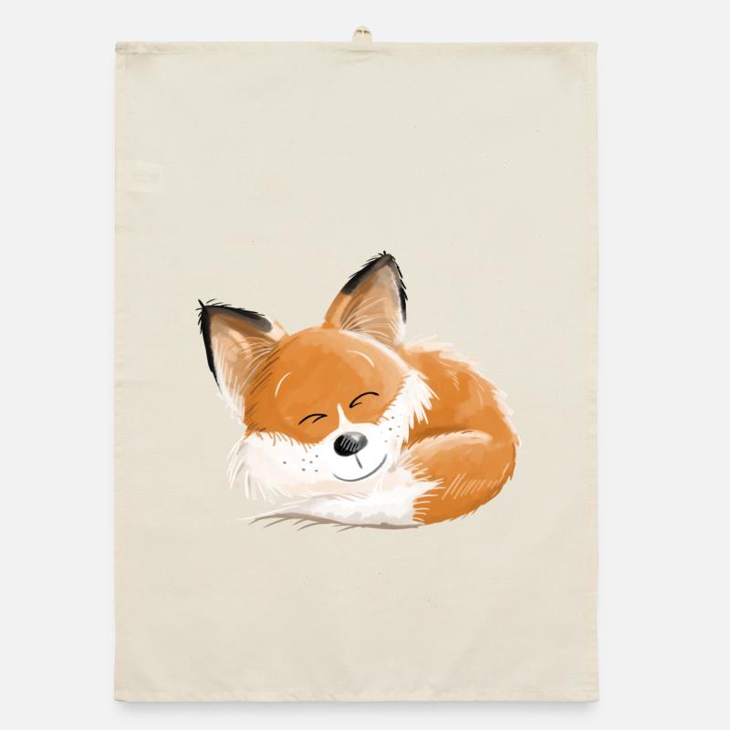 Fox is so tired - foxes - red fox - sleeping Organic dish towel