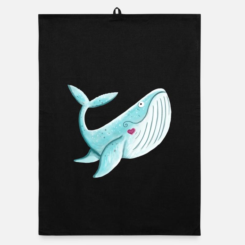 Whale with Heart I Humpback Whale Gift Comic Organic dish towel