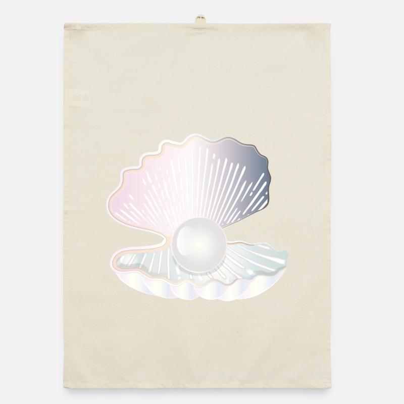 irisierende geöffnete Muschel mit großer Perle Organic Geschirrtuch