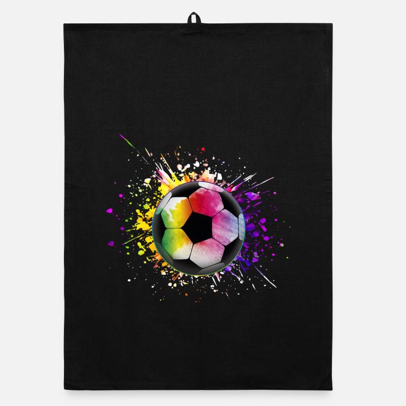 Bunter Fußball Regenbogenfarben - Organic Geschirrtuch - Schwarz