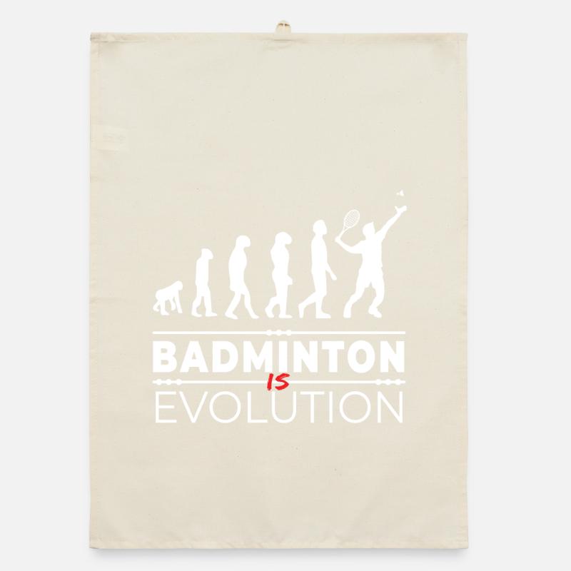 Badminton is evolution - Message Humor Parodie Organic Geschirrtuch