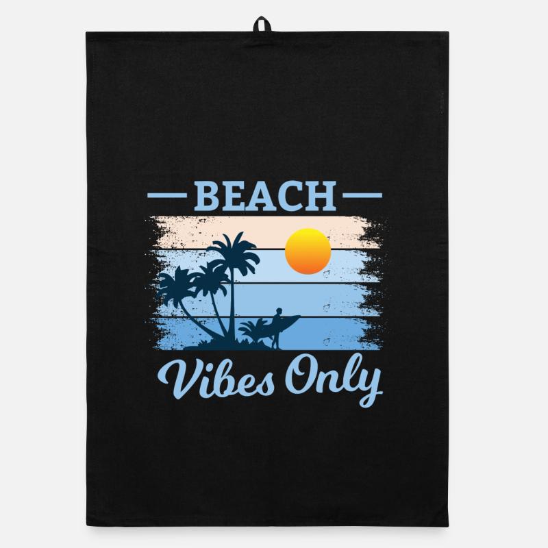 Plage Palmier Coucher de Soleil Design Torchon bio