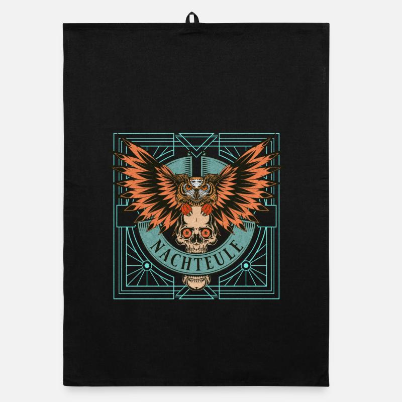 Nachteule Schädel Pank Organic Geschirrtuch