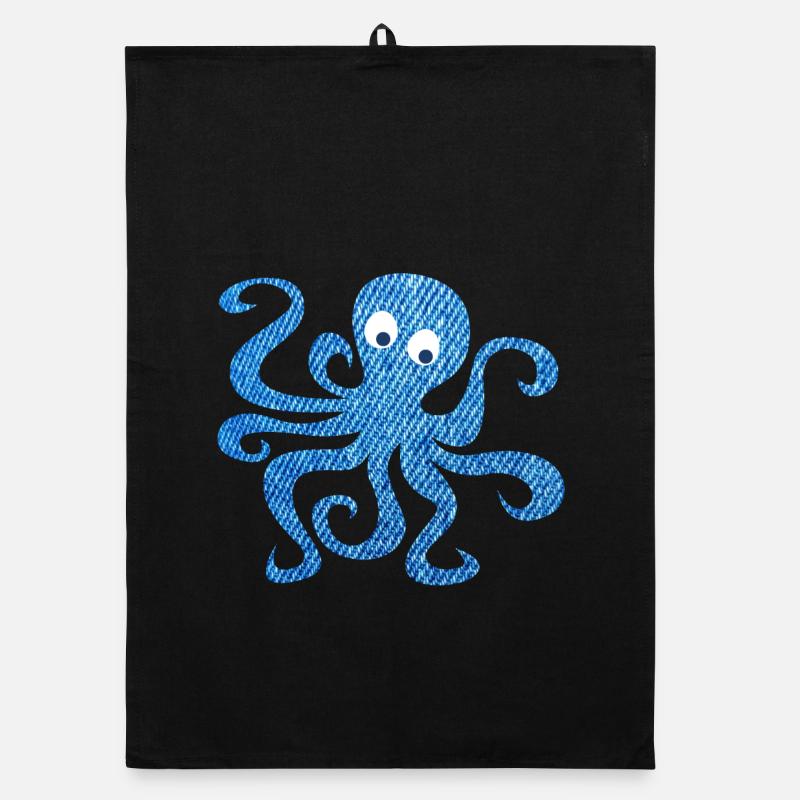 Octopus Octopus Jeans Pattern Enfants Mer Océan Torchon bio