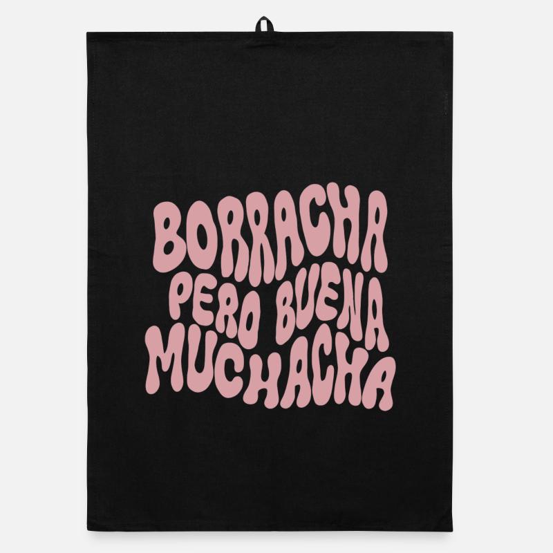 Borracha pero buena muchacha - Organic Geschirrtuch - Schwarz