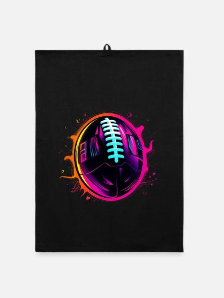 American Football Ball Steamwave - Organic Geschirrtuch - Schwarz - Vorne