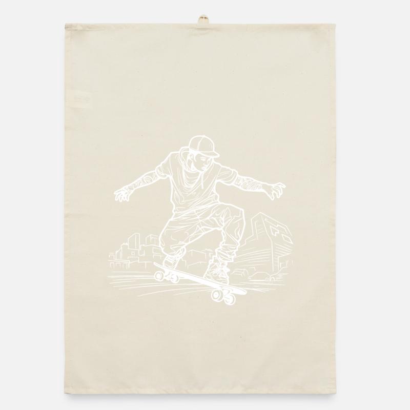 Skateboarder Zeichnung Organic Geschirrtuch