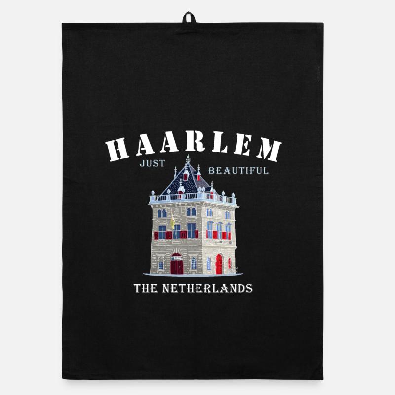 Haarlem Facade De Waag, Pays-Bas Dessin à la main Torchon bio