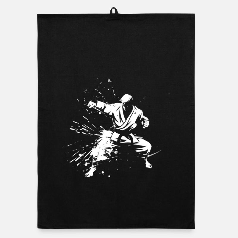 Karate Junge Zeichnung Organic Geschirrtuch