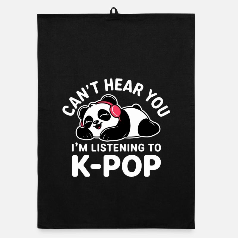 Panda mignon écoutant de la K-pop Torchon bio