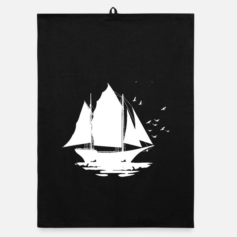 Segelschiff Skizze Organic Geschirrtuch