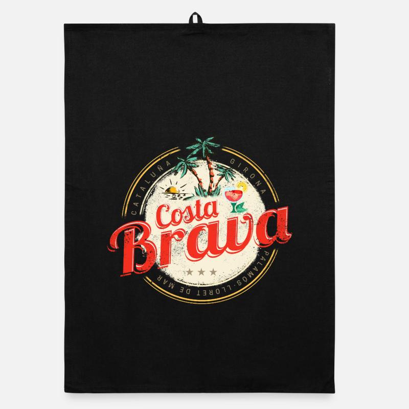Costa Brava Vintage Catalogne Espagne Souvenir Torchon bio