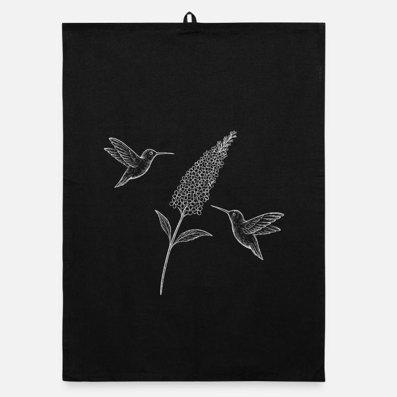 Colibris avec fleur Boho Cottagecore Torchon bio